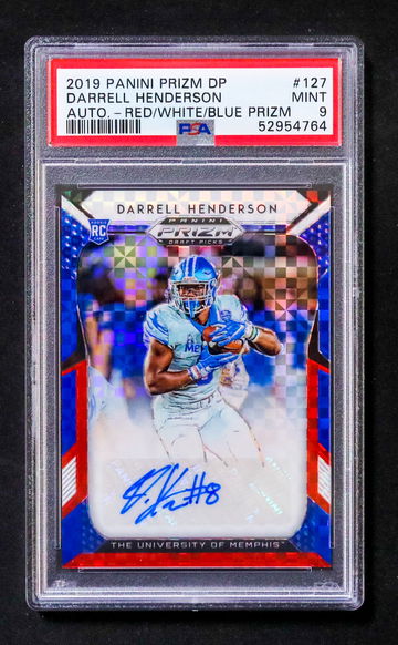 2019 Prizm Draft Picks - Darrell Henderson - Rookie Auto Red White Blue /99 - PSA 9 Mint