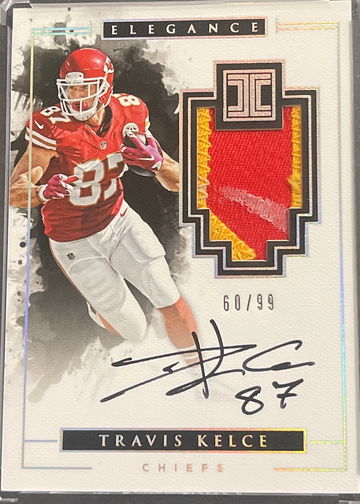 2016 Impeccable Travis Kelce Game Used Patch Auto /99
