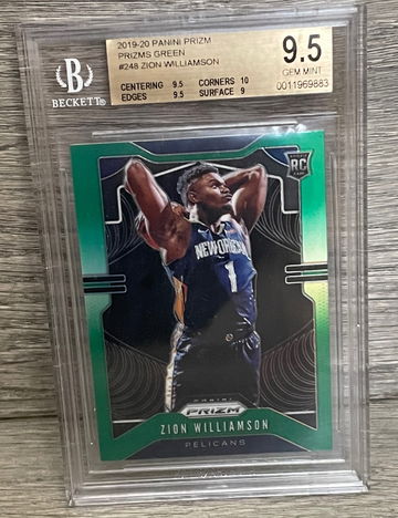 2019-20 Zion Williamson Green Prizm BGS 9.5 Gem Mint RC
