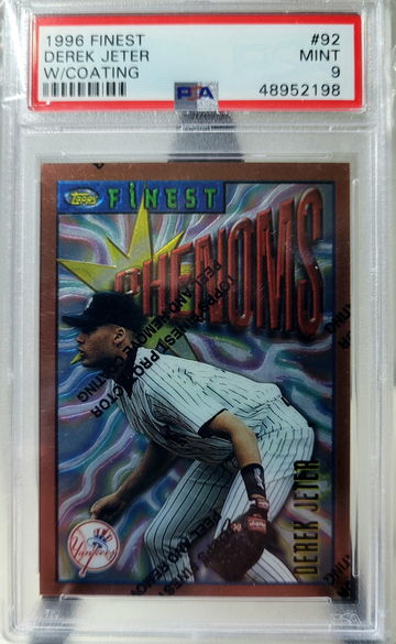 1996 topps finest derek jeter phenoms with plastic coating #92 psa 10#92 