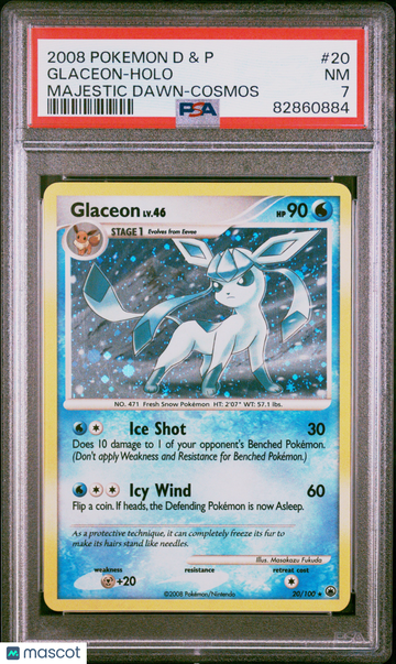 2008 Pokemon Diamond & Pearl Majestic Dawn Glaceon Holo Majestic Dawn-Cosmos PSA 7 #20