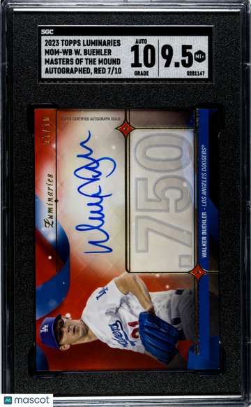 2023 Topps Luminaries Walker Buehler #MOM-WB Masters Of The Mound Autograph Red SGC 9.5 Auto 10