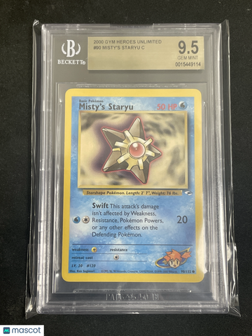 2000 Pokemon Gym Heroes Unlimited Misty's Staryu C #90 BGS 9.5