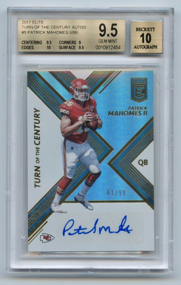 2017 Elite Turn of the Century Autographs #5 Patrick Mahomes II/99 BGS 9.5/10 