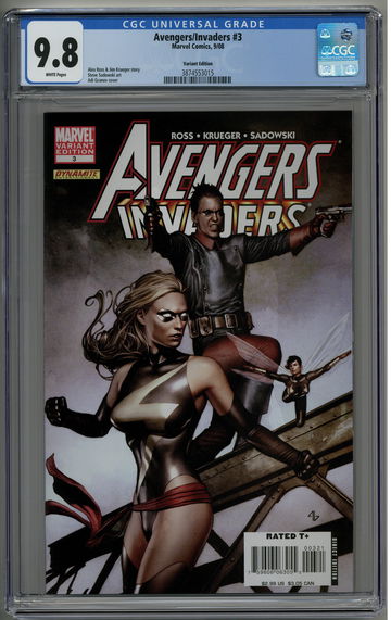 Avengers/Invaders 3 CGC 9.8 Variant Cover Ms. Marvel Bucky Wasp