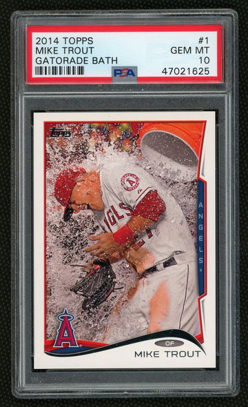 2014 Mike Trout Topps Gatorade Bath #1 Variation SP PSA 10 Gem Mint 