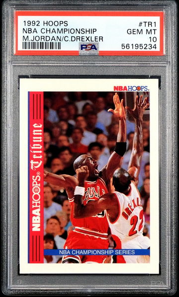 1992 Hoops Tribune NBA Championship Series TR1 Michael Jordan Chicago Bulls Clyde Drexler Trail Blazers PSA 10 Gem Mint