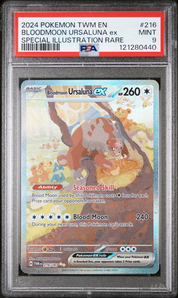2024 Pokemon TWM EN #216 Bloodmoon Ursaluna ex Special Illustration Rare PSA 9