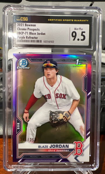 2021 Bowman Chrome Prospects 71 Blaze Jordan Purple Refractor /250
