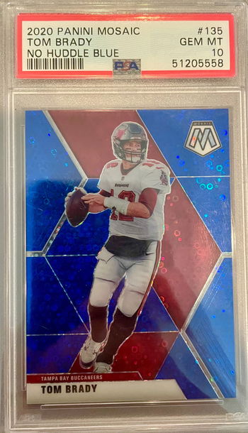 2020 Panini Mosaic No Huddle Blue Tom Brady PSA 10