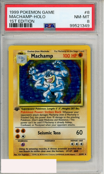 1999 POKEMON GAME MACHAMP-HOLO #8 1ST EDITION PSA 8 NM-MT