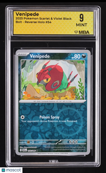 2025 Pokemon Scarlet & Violet Black Bolt Venipede Reverse Holo MBA 9 #54
