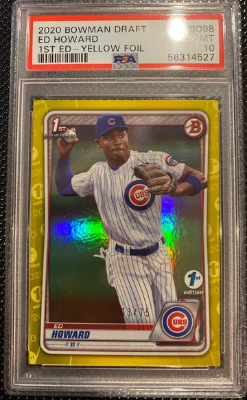 2020 Bowman Draft 1st Edition Ed Howard Yellow Foil #/75 1st Bowman PSA 10 Gem Mint