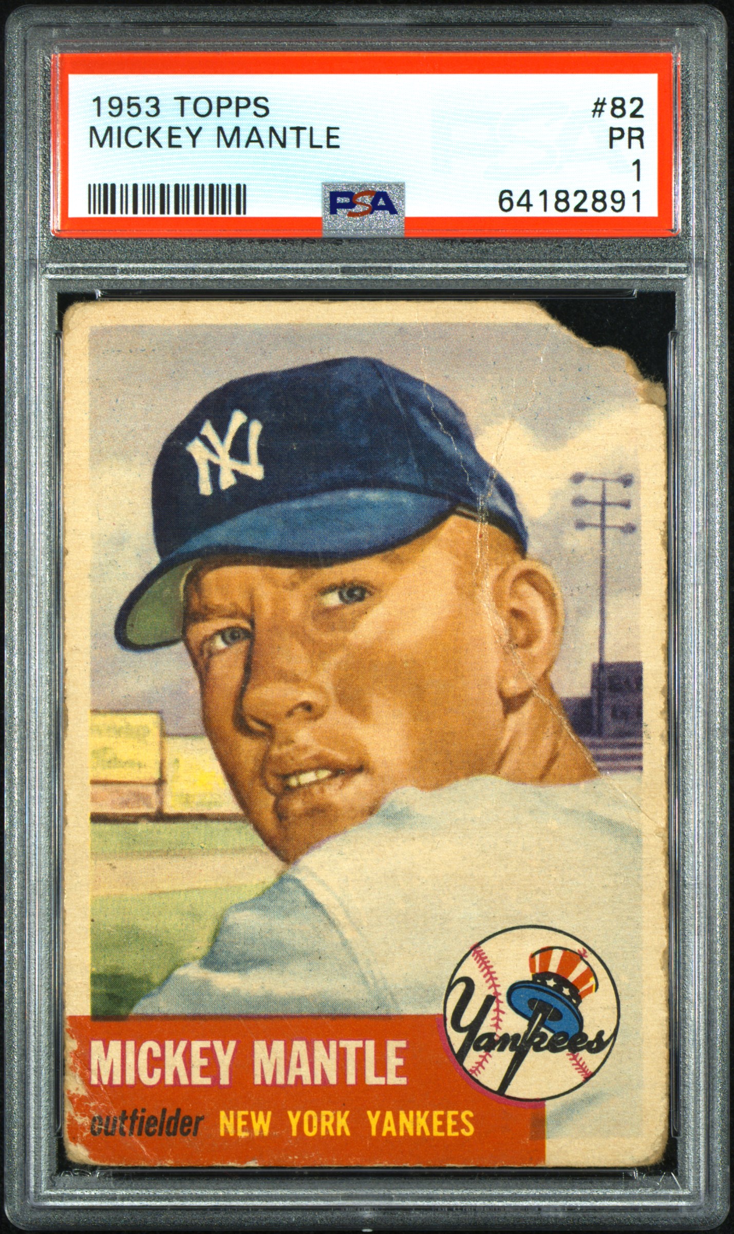 1953 Topps Baseball Mickey Mantle #82 PSA 1