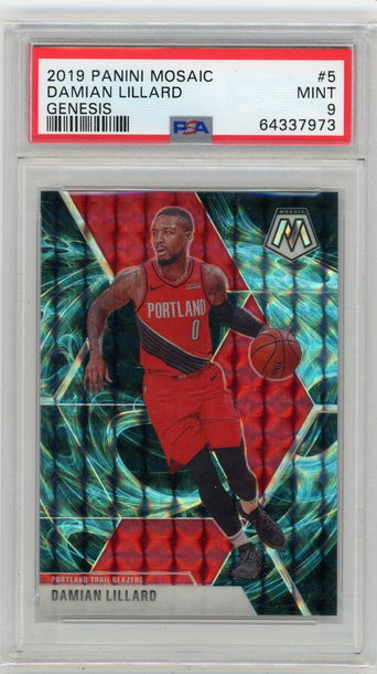 2019 DAMIAN LILLARD PANINI MOSAIC GENESIS PSA 9 #5