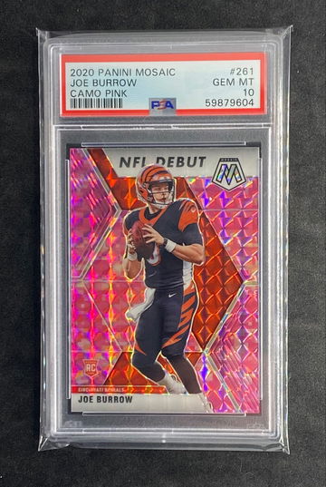 2020 Panini Mosaic 261 Joe Burrow Camo Pink PSA 10