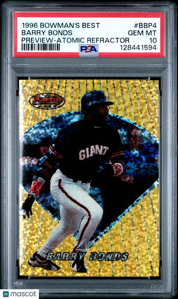 1996 Bowman's Best Preview Barry Bonds #BBP4 Atomic Refractor PSA 10