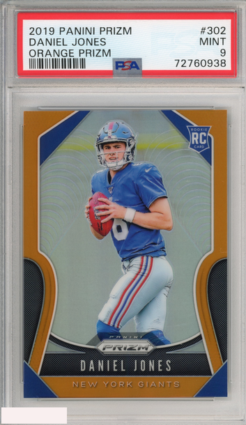 2019 PANINI PRIZM DANIEL JONES #302 ORANGE PRIZM 210 OF 249 ROOKIE RC PSA 9 MINT