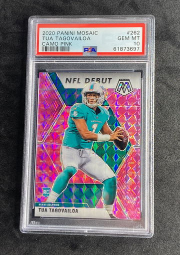 2020 Panini Mosaic 262 Tua Tagovailoa Camo Pink PSA 10