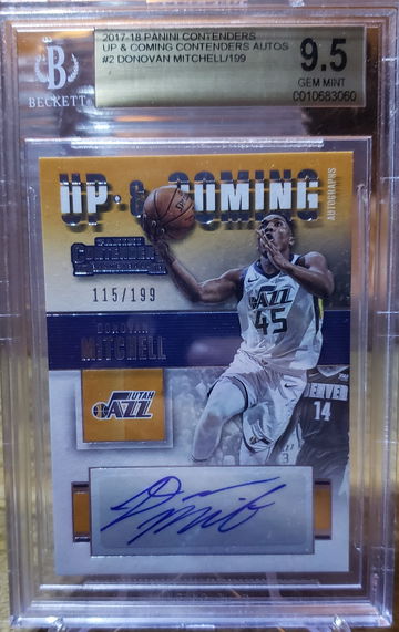 2017-18 Contenders Donovan Mitchell Up & Coming Contenders Autos /199 BGS 9.5 Gem Mint