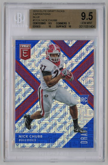 2018 Panini Elite Draft Picks Aspirations Blue /25 Nick Chubb BGS 9.5