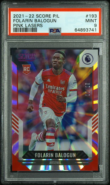 2021 PANINI SCORE PREMIER LEAGUE FOLARIN BALOGUN PINK LASERS #193 RC PSA 9