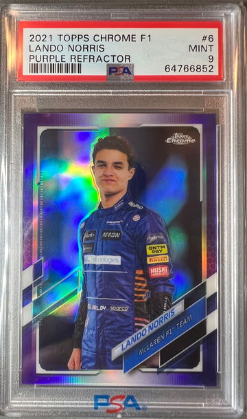 2021 Topps Chrome Formula 1 Lando Norris #6 PSA 9 Purple Portrait /399 F1