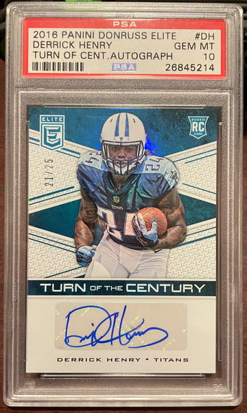 2016 Panini Donruss Elite Derrick Henry Auto /25 PSA 10 Turn of the Century Autograph Rookie
