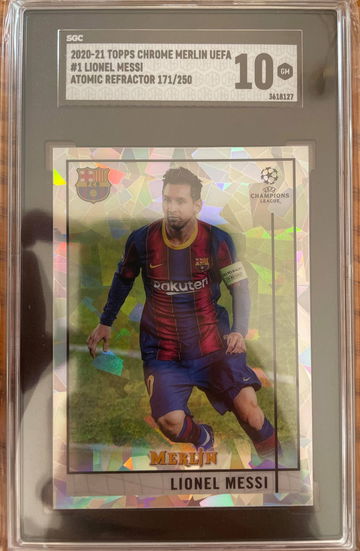 2020-21 Lionel Messi Atomic Refractor #ed 171/250 SGC 10