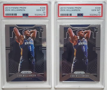 Lot of 2 - 2019 Prizm Zion Williamson #248 PSA 10 