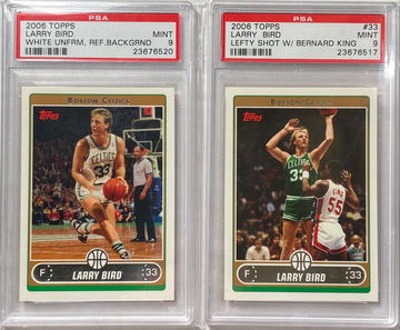 LARRY BIRD SP PSA 9 LOT LEFTY SHOT WHITE UNIFORM POP 1 2006 TOPPS #33 BOSTON CELTICS