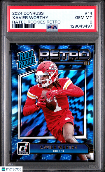 2024 Panini Donruss Rated Rookies Retro Xavier Worthy #14 PSA 10