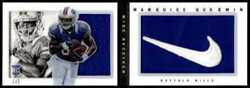 2013 Panini Playbook Booklet Nike Swoosh Marquise Goodwin #225 RC Patch 1/2