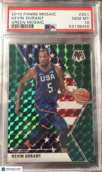 Kevin Durant 2019 Panini Team USA Green Mosaic Prizm #251 PSA 10 GEM MINT