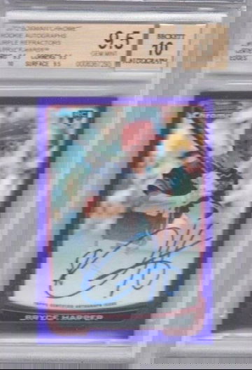 BRYCE HARPER 2012 BOWMAN CHROME ROOKIE AUTO PURPLE REFRACTOR #/10 BGS 9.5/10