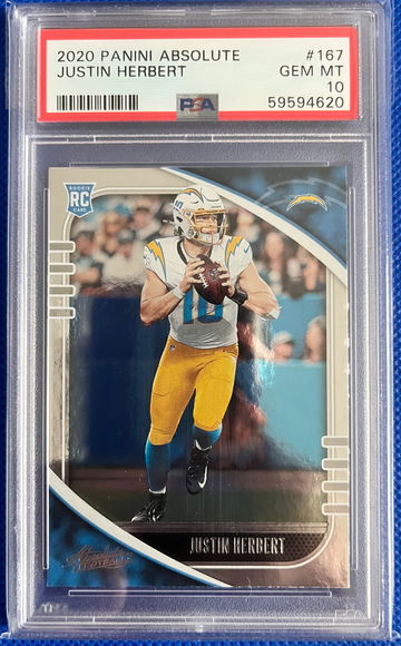 2020 Absolute JUSTIN HERBERT RC #167 PSA 10 GEM MINT