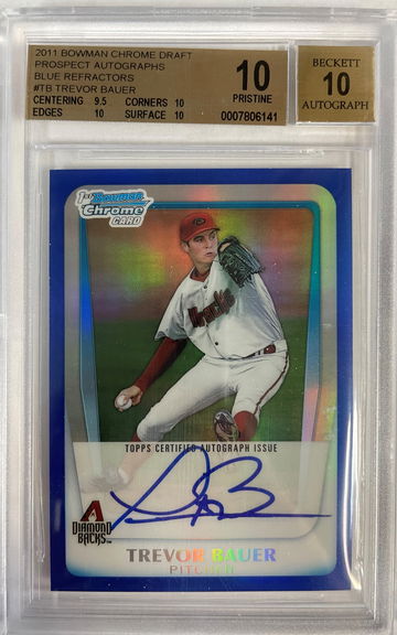 Trevor Bauer Bowman Draft Blue Auto