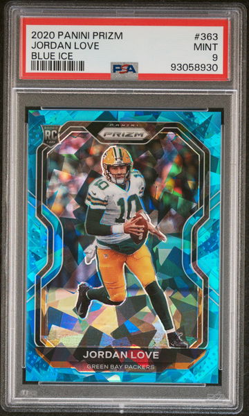 2020 Prizm Jordan Love #363 Blue Ice /99 PSA 9