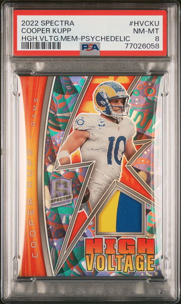 2022 Panini Spectra High Voltage Psychedelic Cooper Kupp #HV-CKU Patch /5 PSA 8