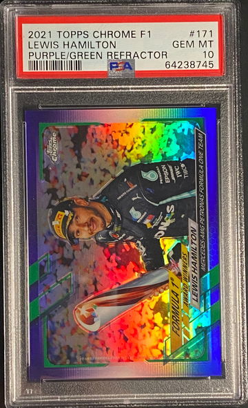 2021 Topps Chrome Lewis Hamilton Purple Green Refractor #171 Formula 1 F1 PSA 10 Mercedes