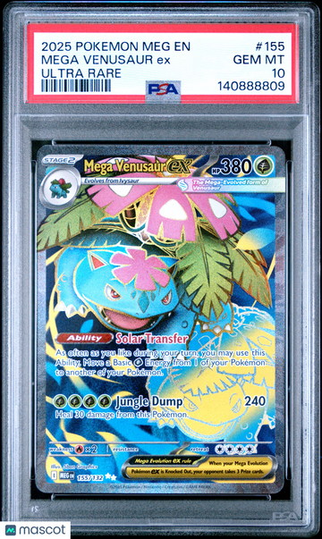 2025 Pokemon Meg EN-Mega Evolution Mega Venusaur EX Ultra Rare PSA 10 #155