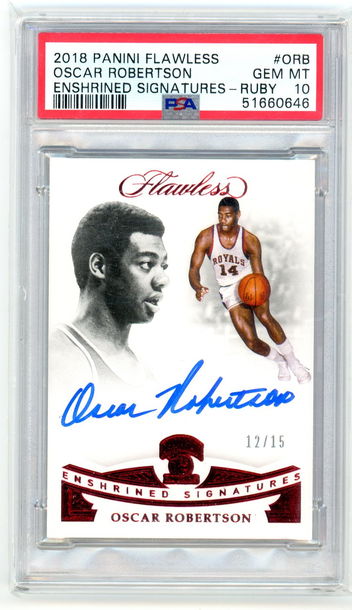 Oscar Robertson 2018-19 Panini Flawless Enshrined Signatures Ruby On Card Auto /15 PSA 10