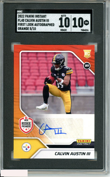 2022 PANINI INSTANT CALVIN AUSTIN III#FL40 FIRST LOOK AU ORANGE 5OF10 RC SGC 10