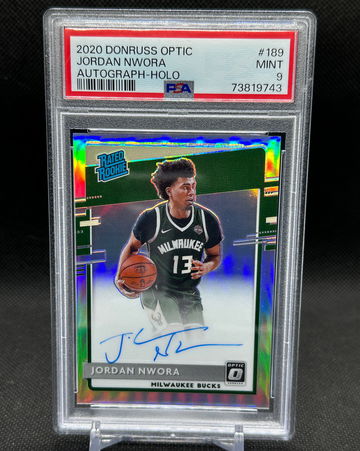 2021 Panini Donruss Optic Jordan Nwora Rated Rookie Halo Auto #189 Psa 9