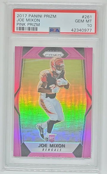 2017 PRIZM JOE MIXON SP RC PINK PRIZM #261 PSA 10 GEM MINT BENGALS ROOKIE POP 3