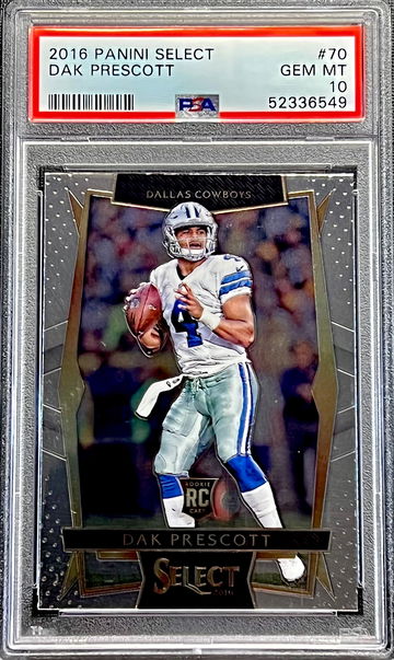 2016 Dak Prescott Panini Select #70 PSA GEM MT MINT Rookie Card RC Dallas Cowboys shadow from iPhone 