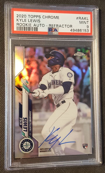 2020 Topps Chrome Kyle Lewis Autograph Refractor PSA 9 044/499