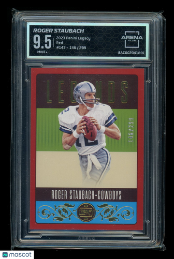 2023 Panini Legacy Red Roger Staubach #143 /299 Arena Club 9.5