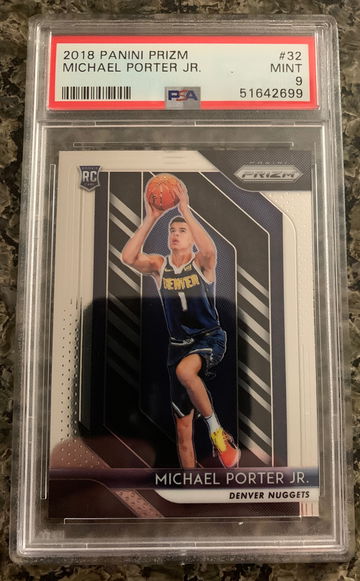 MICHAEL PORTER JR 2018 PANINI PRIZM ROOKIE RC #32 PSA 9 MINT NUGGETS