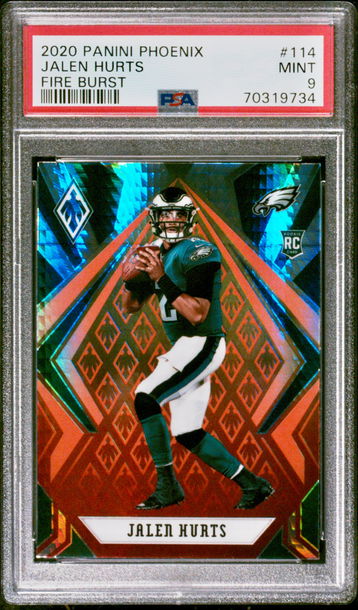 2020 JALEN HURTS Panini Phoenix FIRE BURST Rookie Card RC #114 PSA 9 MINT Eagles